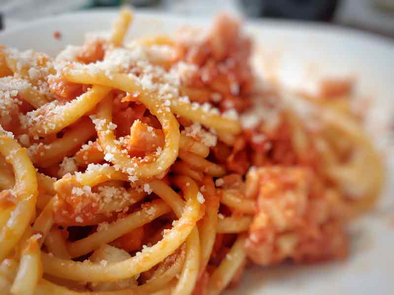 Amatriciana Sauce mit Spaghetti